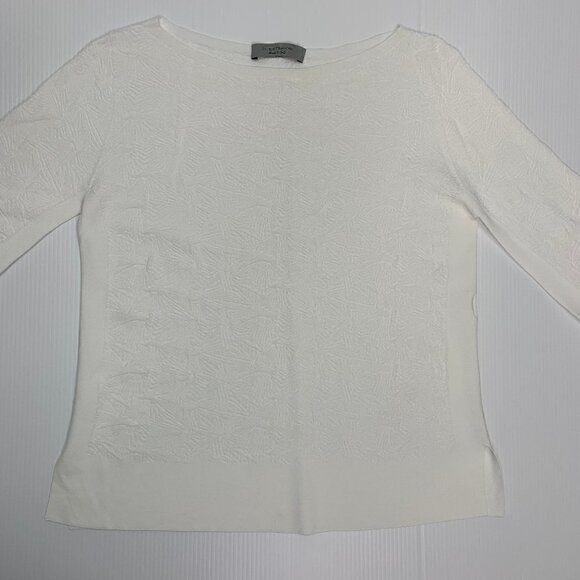 D Exterior Shirt Large Textured White Stretch Knit Pullover Tunic - Picture 5 of 8